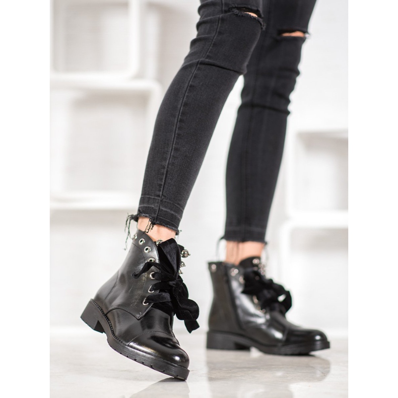 Bella Paris Boty S Ozdobnou Mašlí černá 1