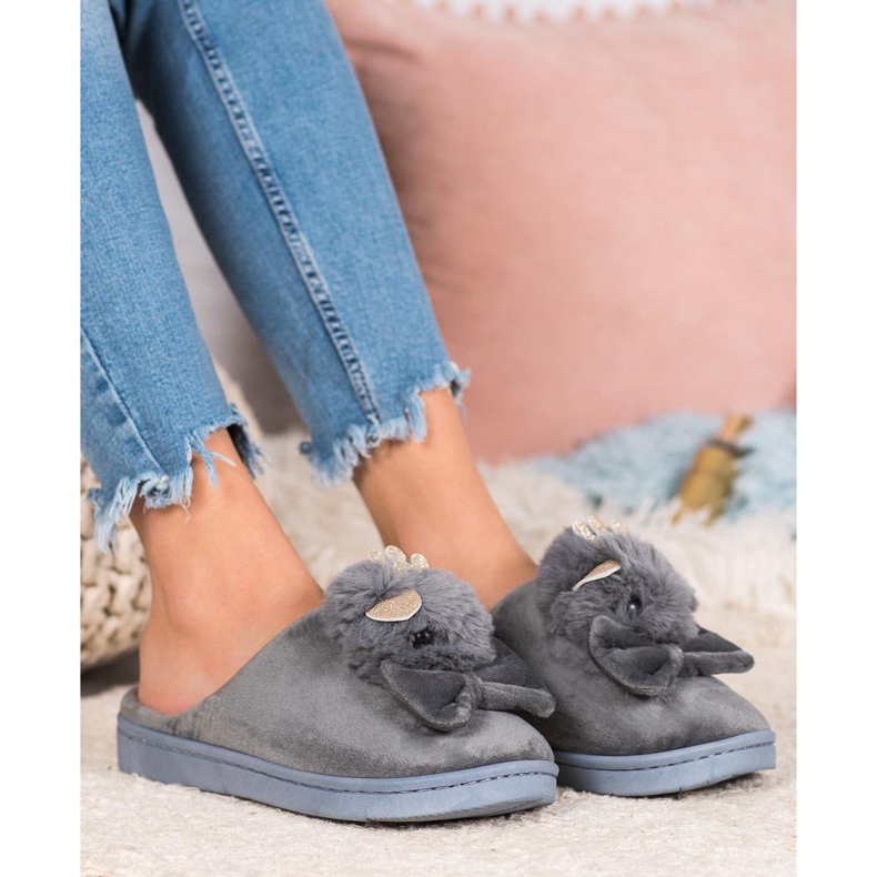 SHELOVET Pantofle S Mašlí šedá 1