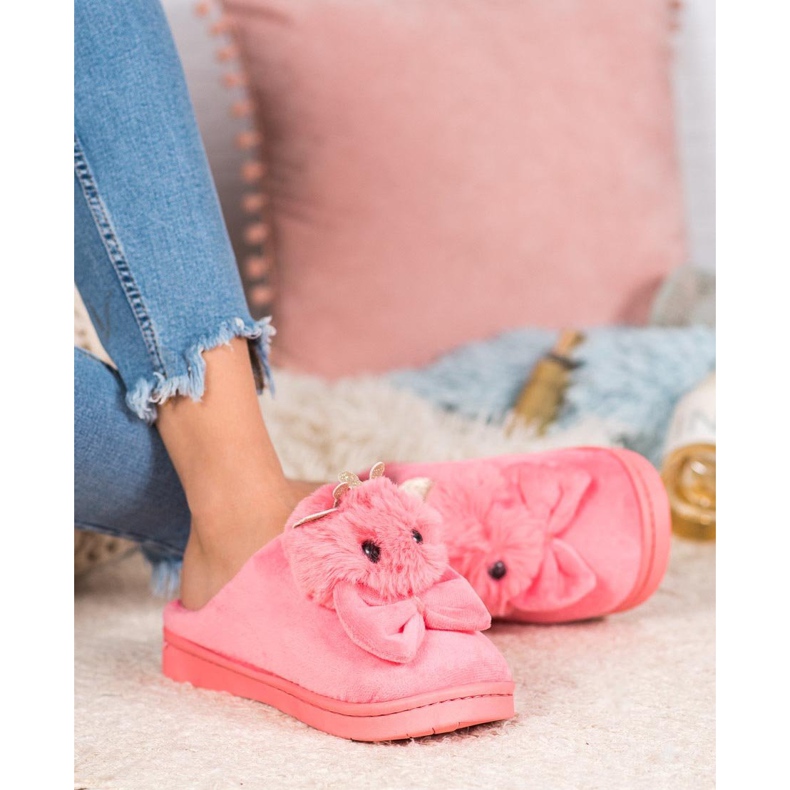 SHELOVET Pantofle S Mašlí růžový 1