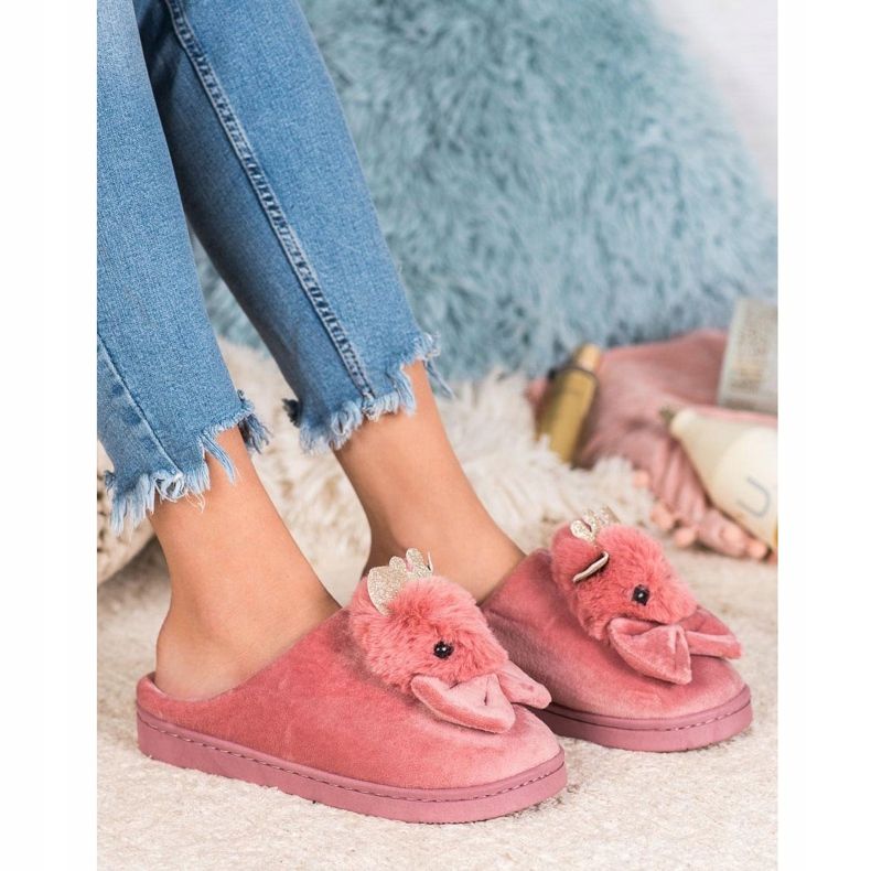 SHELOVET Pantofle S Mašlí růžový 1