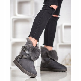 Bona Semiš Mukluki s pruhy šedá 2