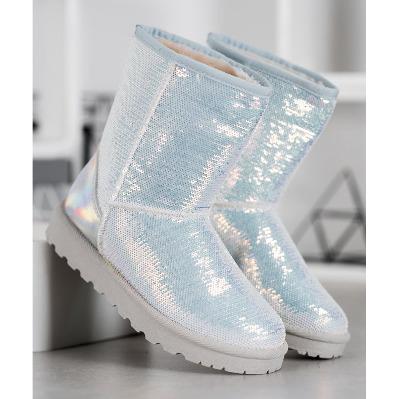 SHELOVET Mukluki s flitry bílý 2