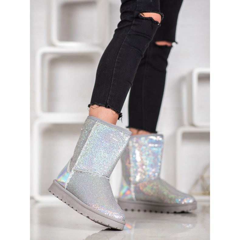 SHELOVET Mukluki s flitry šedá 1