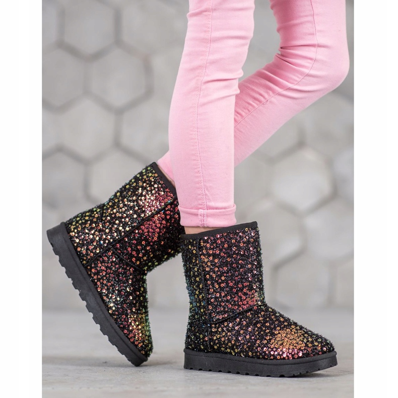 SHELOVET Teplé Mukluki s flitry černý 2