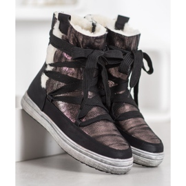 SDS Teplé sněhové boty hnědý černý 1