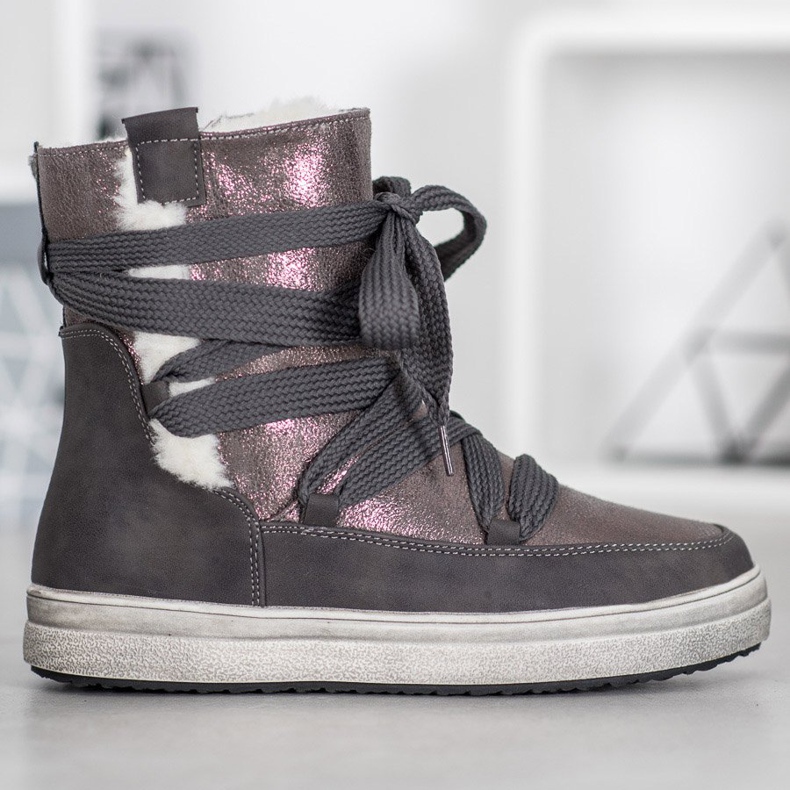 SDS Teplé sněhové boty šedá 2