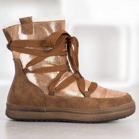 SDS Teplé sněhové boty hnědý zlatý 2