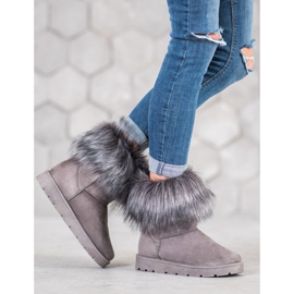 SHELOVET Šedá Mukluki S Kožešinou 1