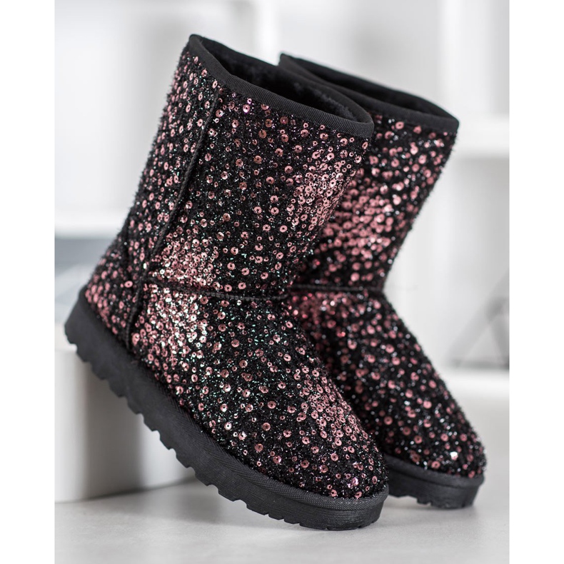 SHELOVET Teplé Mukluki s flitry vícebarevný 2