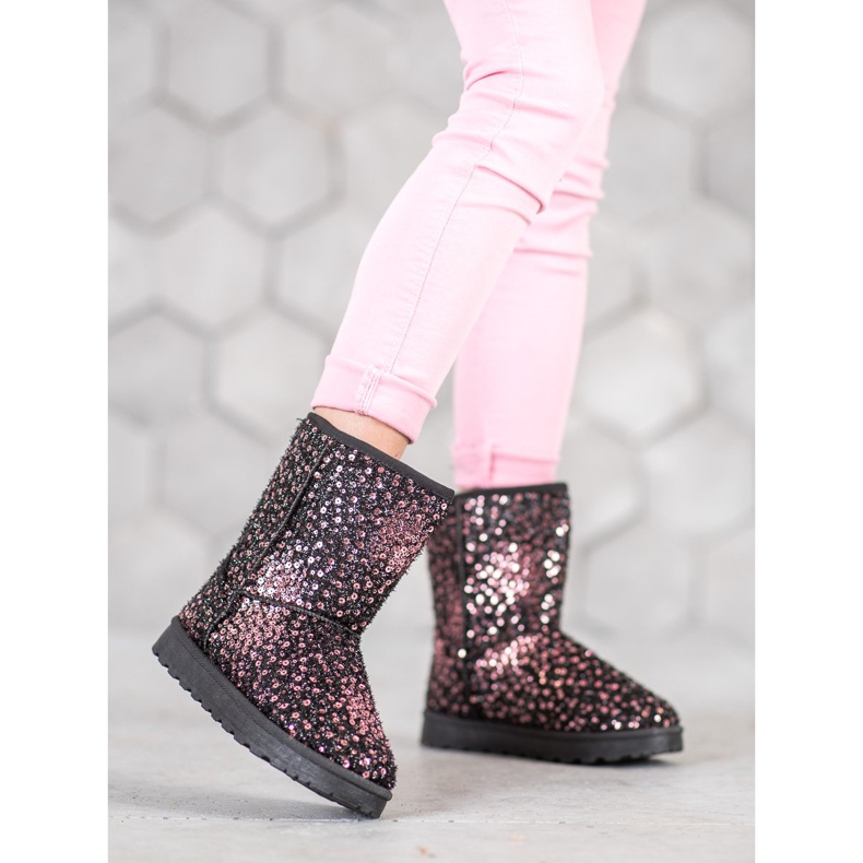 SHELOVET Teplé Mukluki s flitry vícebarevný 1