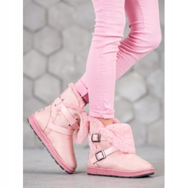 Bona Semiš Mukluki s pruhy růžový 1