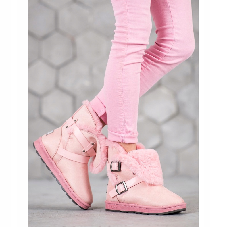 Bona Semiš Mukluki s pruhy růžový 1