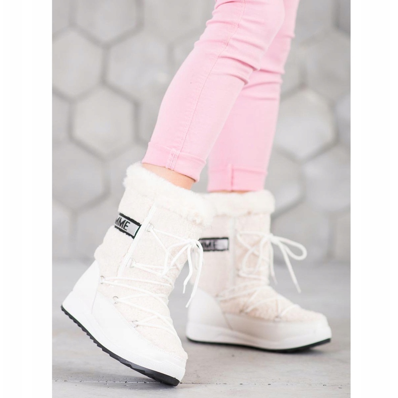 Small Swan Módní šněrovací sněhové boty bílý 2