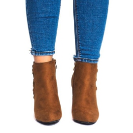 Semišové kozačky na sloupku BS063 Camel hnědý 1