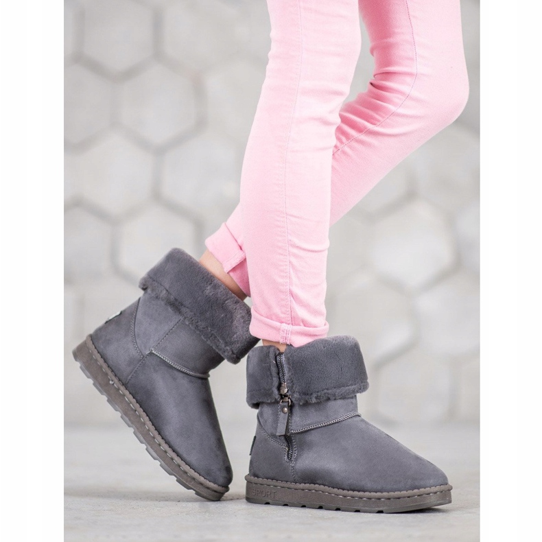 Bona Mukluki s srolovanou stopkou šedá 1