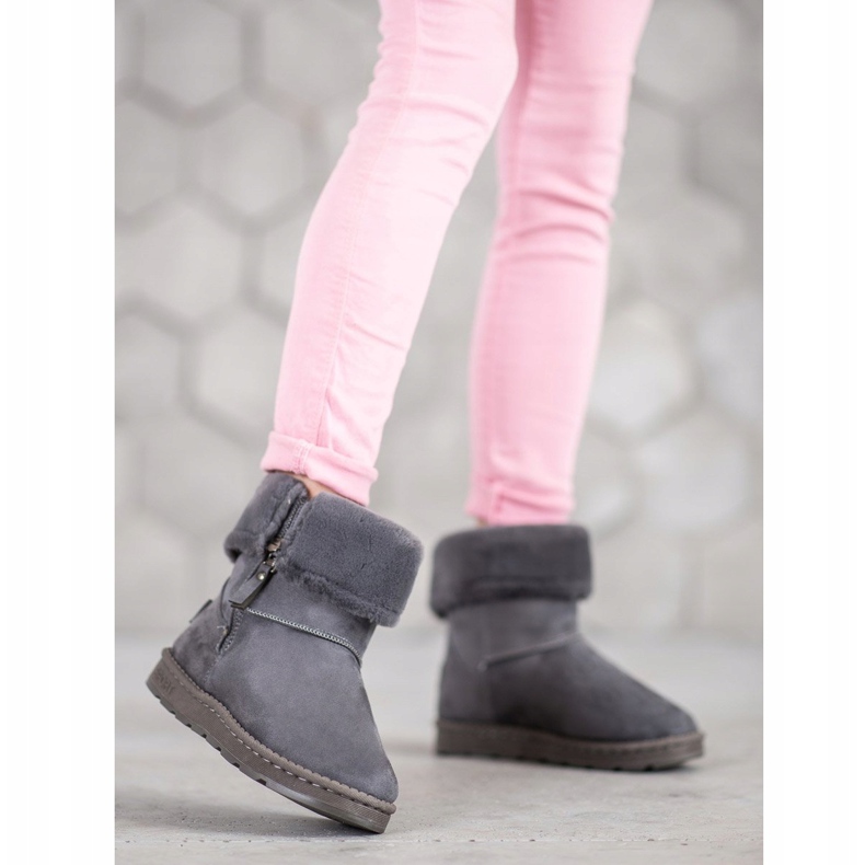 Bona Mukluki s srolovanou stopkou šedá 2