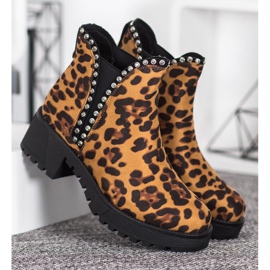 SDS Chelsea boty s leopardím potiskem hnědý 2