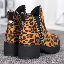 SDS Chelsea boty s leopardím potiskem hnědý 1