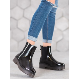 Sergio Leone Lakované módní Chelsea boty černý 1