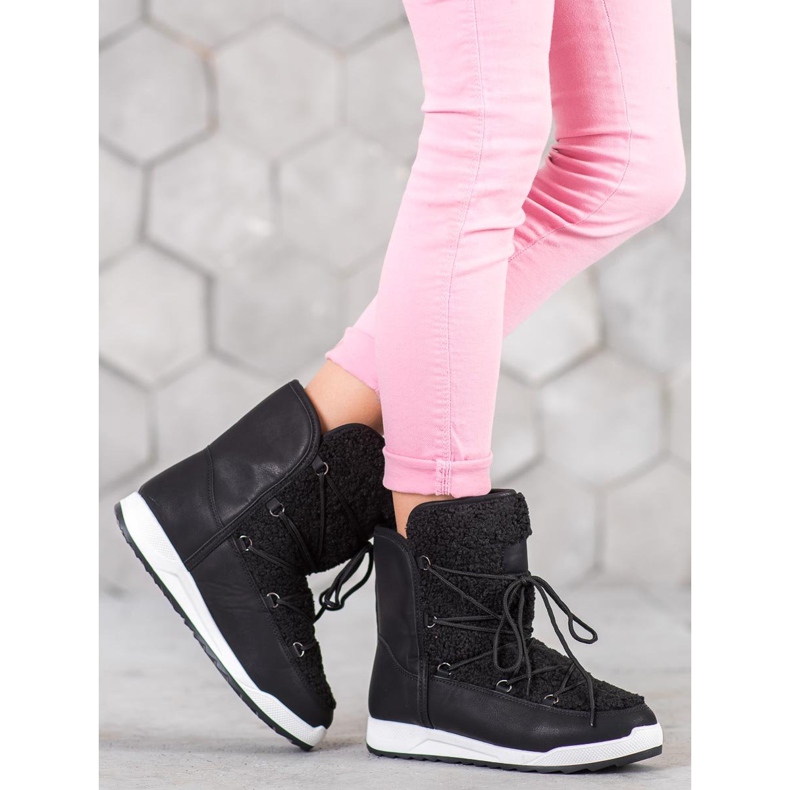 Small Swan Zimní boty s ovčí kůží černá 1