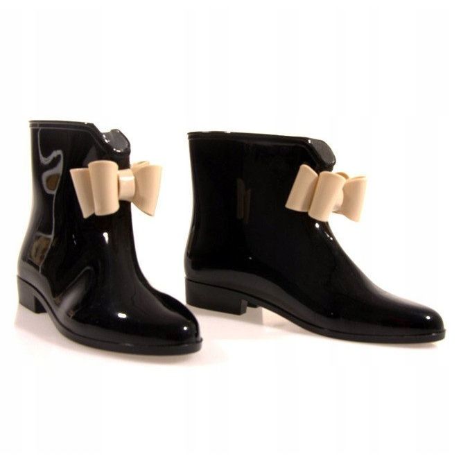 Wellingtonky s mašlí Y014 Black černý 1