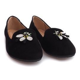 Suede Ballerinas S Lebkou 9988 Černá 1