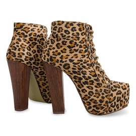 Pevné boty na podpatku E347 béžová hnědý černá vícebarevný 1