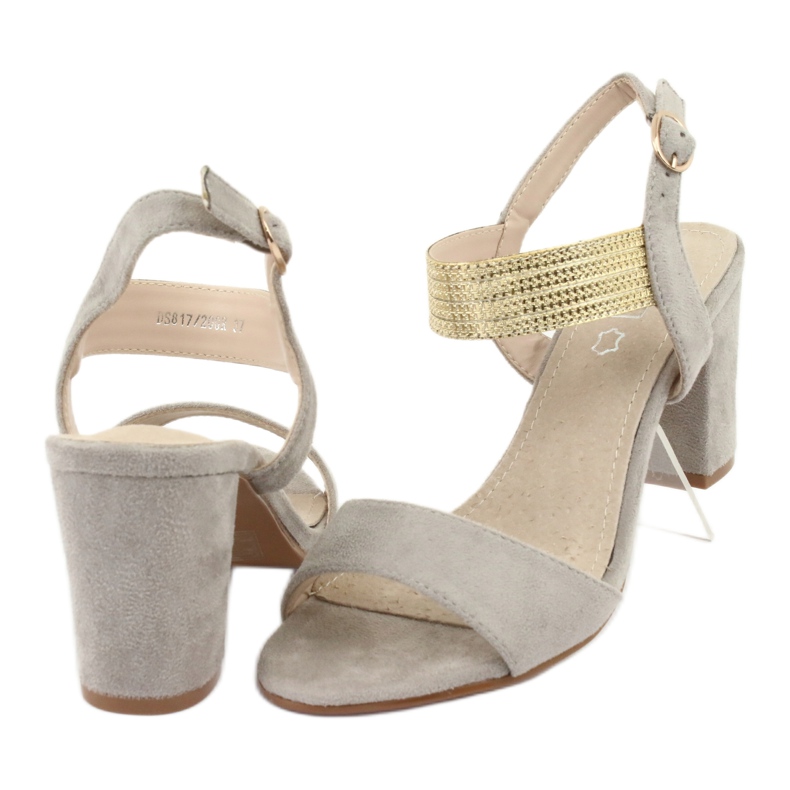 Sandály na sloupek Filippo DS817 šedá / zlatá žlutá 4