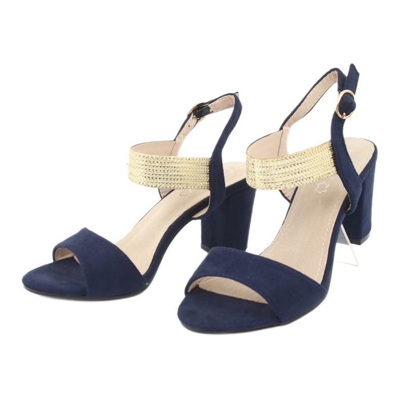 Sandály na sloupku Filippo DS817 tmavě modrá / zlatá modrý 3