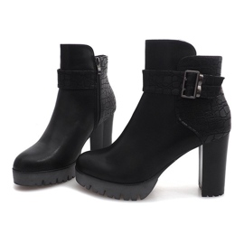 Teplé boty na podpatku TL-10 Black černý 2