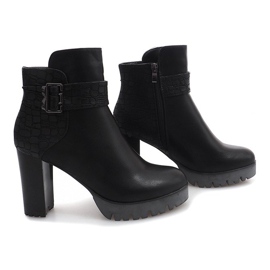 Teplé boty na podpatku TL-10 Black černý 1
