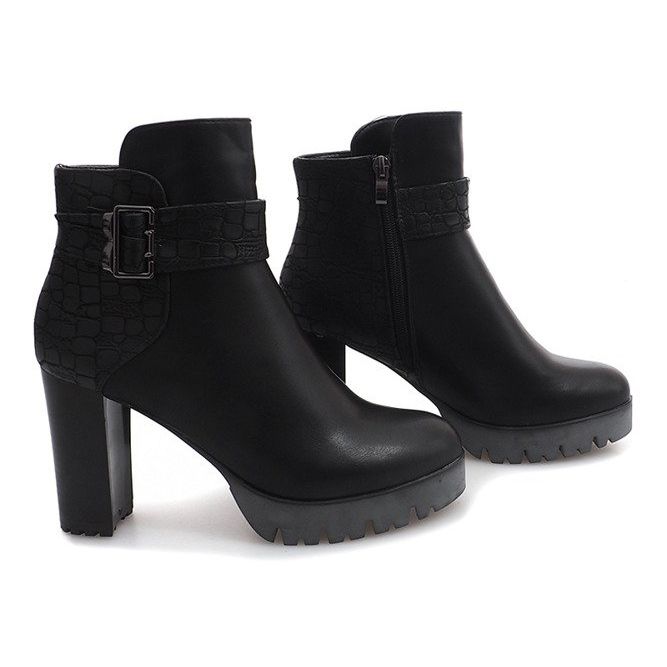 Teplé boty na podpatku TL-10 Black černý 1
