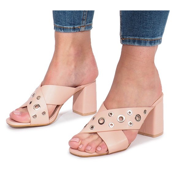 Růžové pantofle na vysokém podpatku Make A Move růžový 1