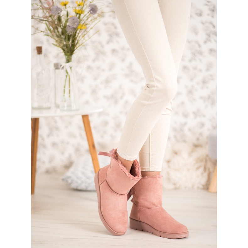 SHELOVET Růžová Mukluki na platformě růžový 1