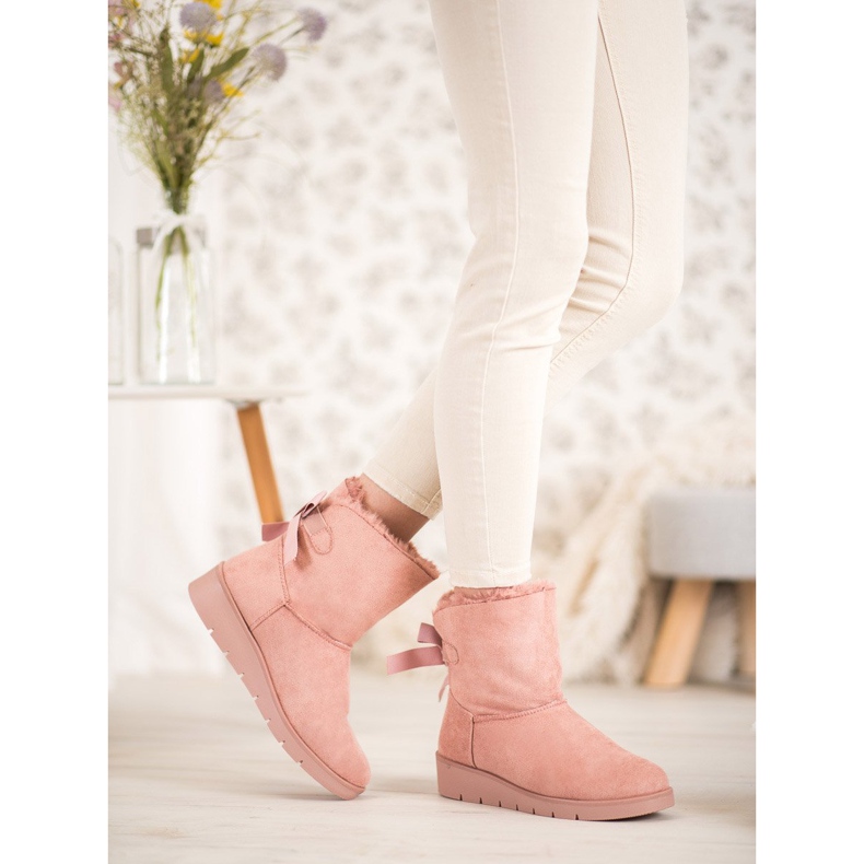 SHELOVET Růžová Mukluki na platformě růžový 2