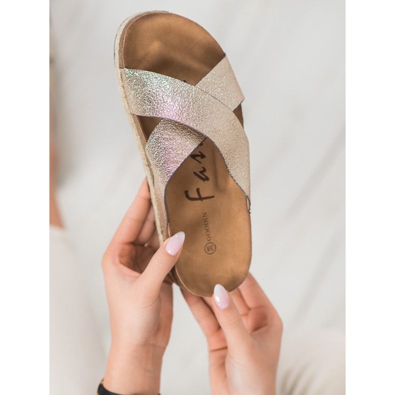 Goodin Pohodlné zlaté pantofle zlatý 1