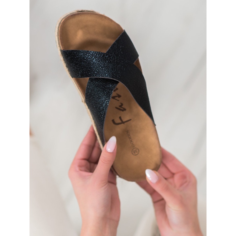 Goodin Pohodlné černé pantofle černá 1 Goodin Pohodlné černé pantofle černá 1