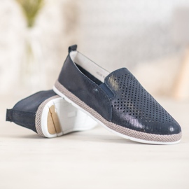 Goodin Prolamované kožené espadrilky modrý 3