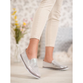Goodin Prolamované kožené espadrilky šedá žluť 2