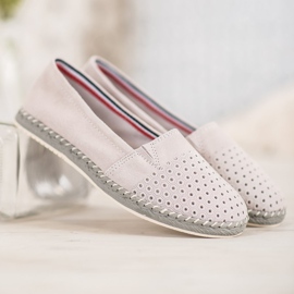 Goodin Prolamovaná kožená balerína šedá 2