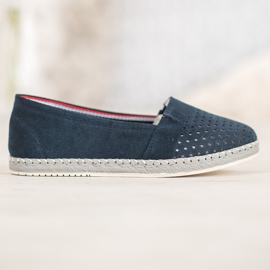 Goodin Prolamovaná kožená balerína modrý 1