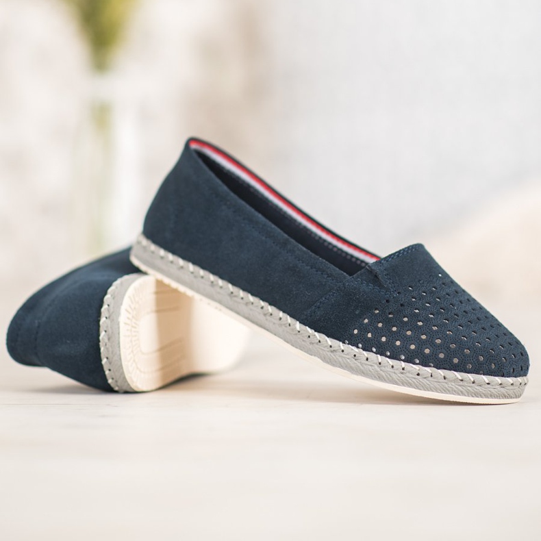 Goodin Prolamovaná kožená balerína modrý 2