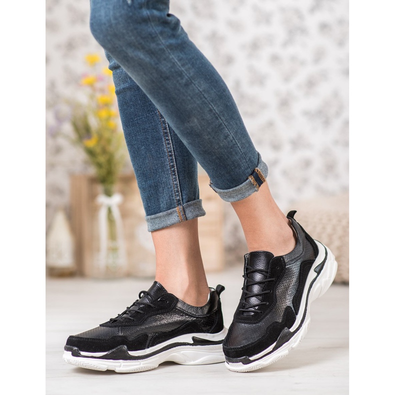 Goodin Černé kožené tenisky černá 2