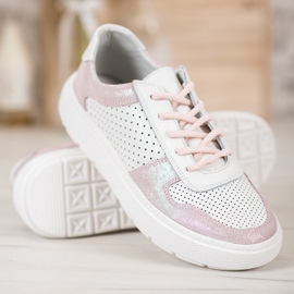 Goodin Kožené brokátové boty bílý 1