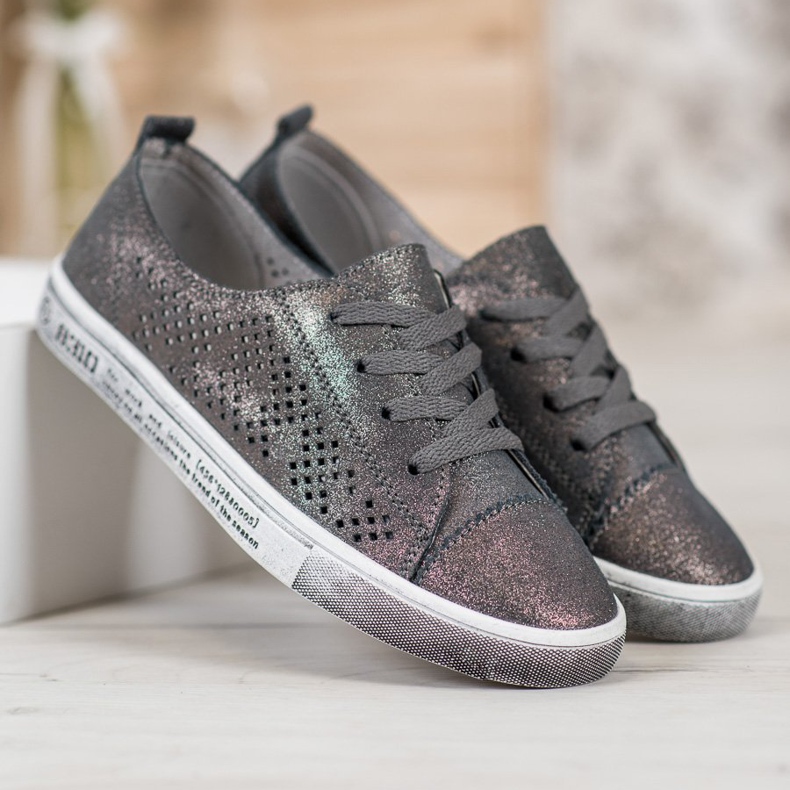 Kožené tenisky VINCEZA šedá 2