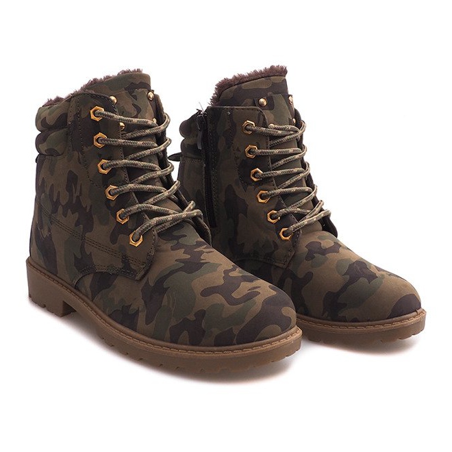 Izolované dřevěné boty Camo BED08 Green zelený 2