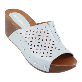 M.Daszyński Dámské klínové pantofle Daszyński SA144-8 modrý 1