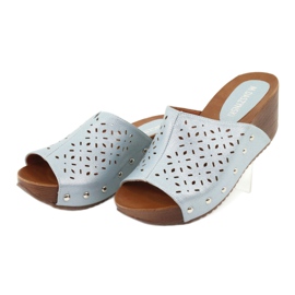 M.Daszyński Dámské klínové pantofle Daszyński SA144-8 modrý 3