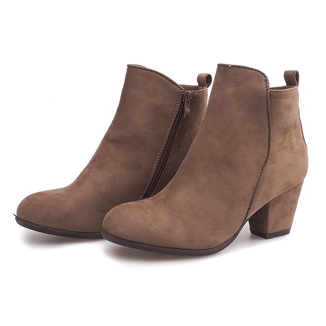 Semišové kotníkové boty ZZ-210 Khaki zelený 1