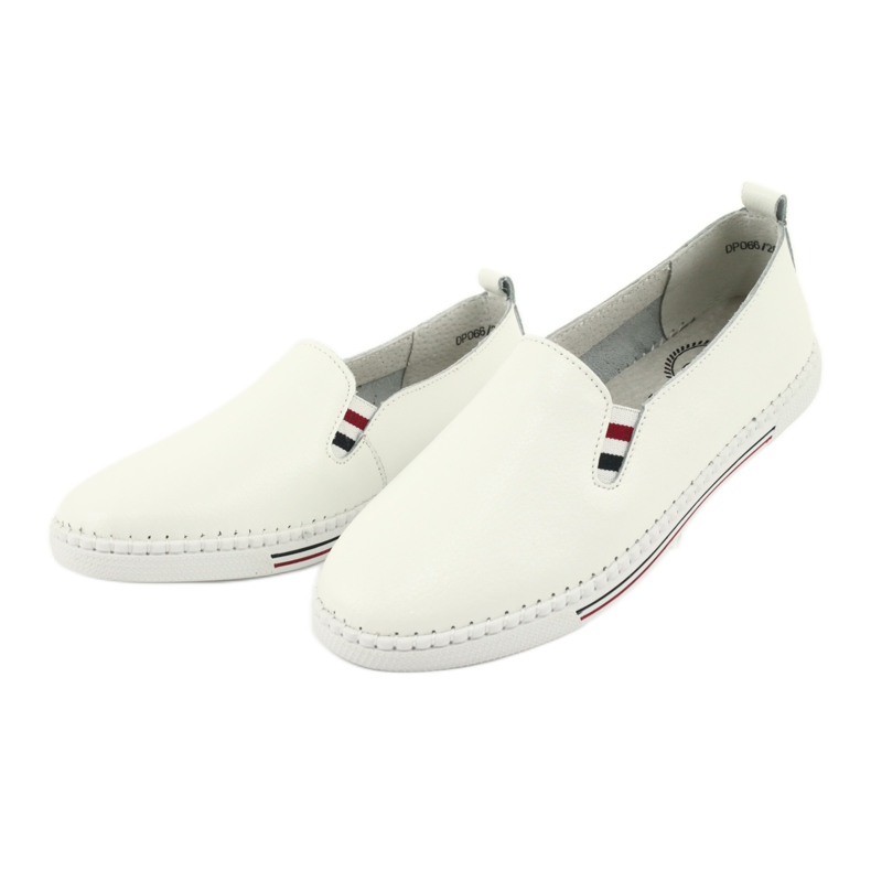 Kožené slipony tenisky Filippo DP066 bílý 3